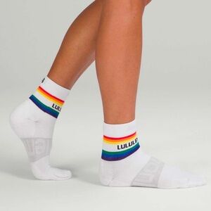Lululemon Daily Stride Mid Crew Sock Rainbow White Medium NWT